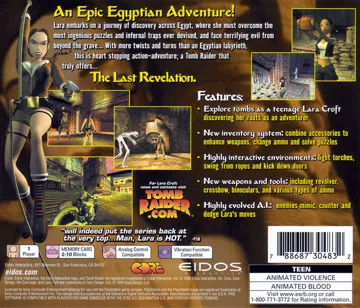 Tomb Raider - The Last Revelation (US) box cover back